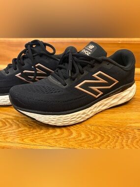 New Balance Black Running Shoes with Rose Gold Accents